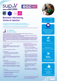 Bachelor Marketing, Vente et Gestion - EGC
